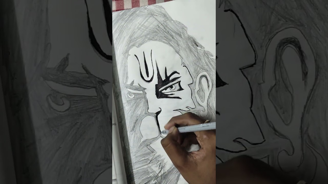 Easy Lord Hanuman Drawing|Simple 3D Hanuman sketch#drawin g#trending#trend#viral#sketch#new#god#art 