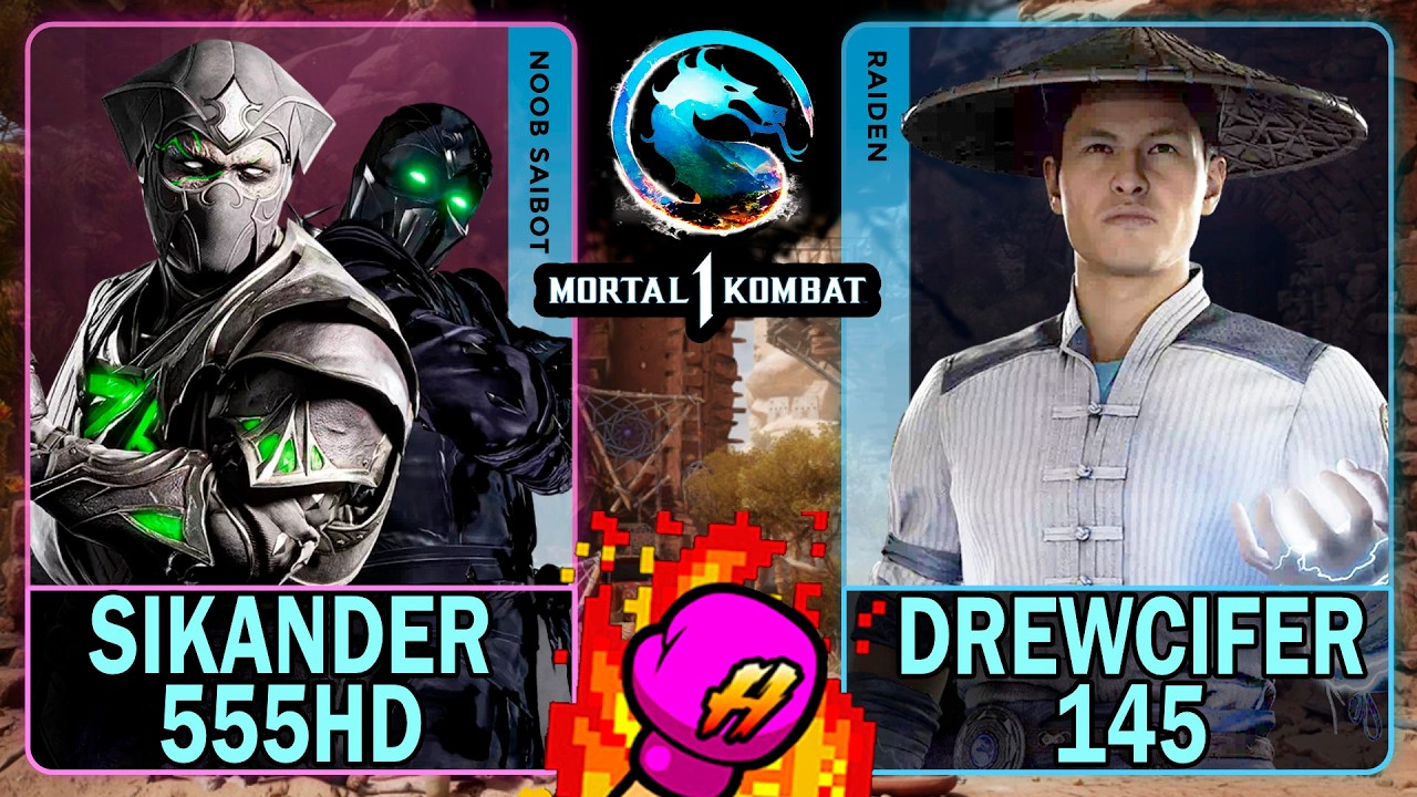 MK1 Sikander555HD (NOOB SAIBOT) VS Drewcifer145 (RAIDEN)🥊Mortal Kombat 1🥊4K 60ᶠᵖˢ