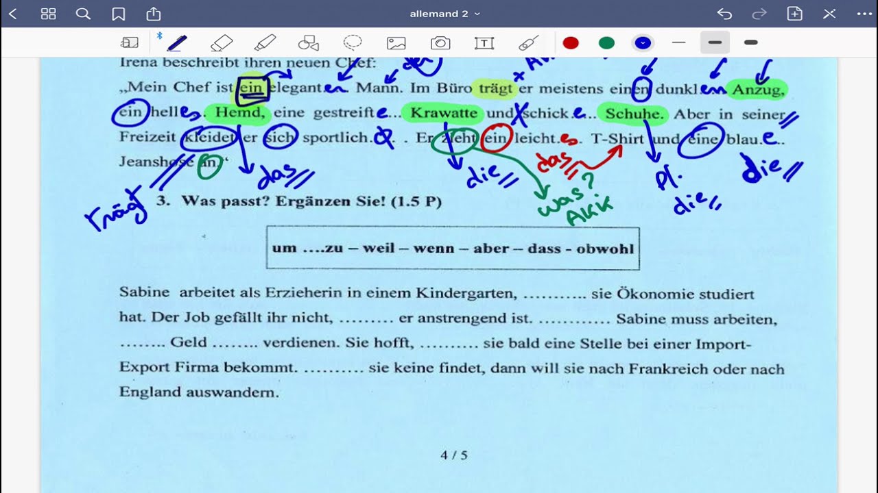Correction devoir allemand bac Tunisie 2018 - Grammatik