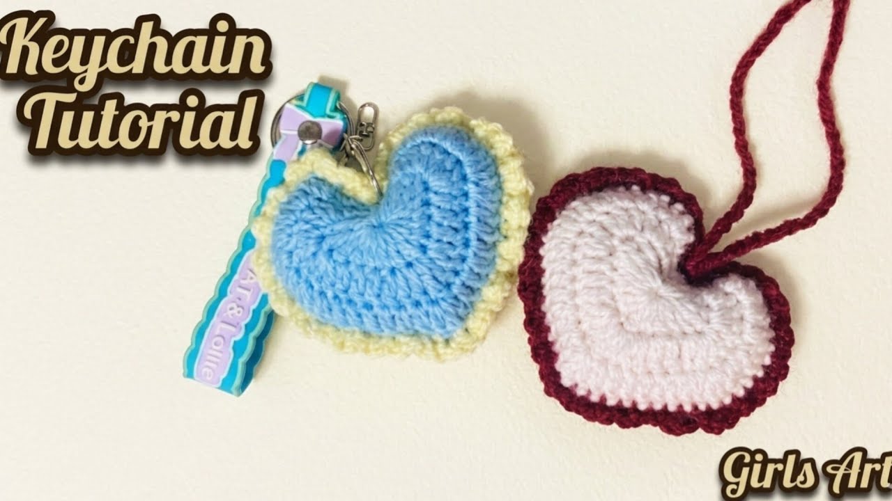 Easy Crochet Heart Keychain ❤️ Mini Crochet Heart for Beginner  ميدالية أوتعليقة شنطة من بقايا الخيط