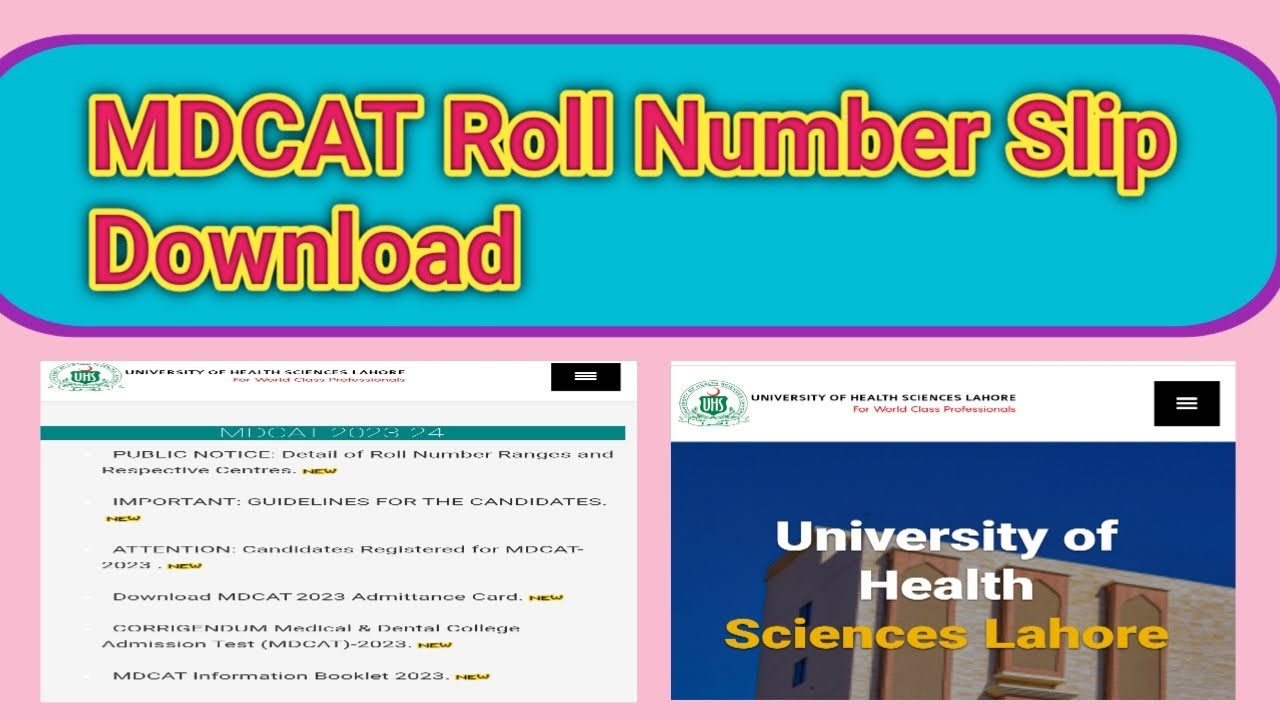 MDCAT roll Number slip download