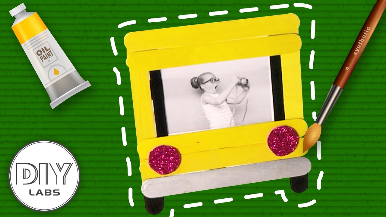 School Bus PICTURE FRAME Popsicle Craft | Fast-n-Easy | DIY Labs