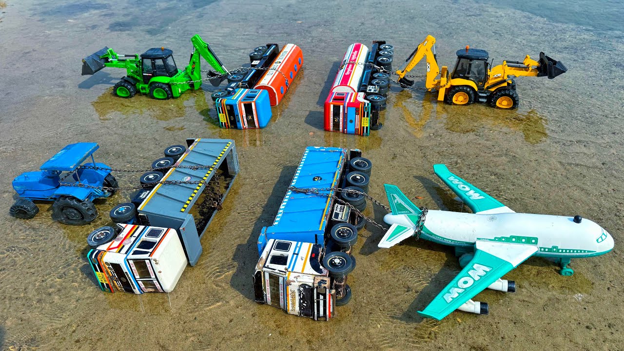 BharatBenz Tata Dumper Truck  Petrol Tanker Tipper Accident Pulling Out Jcb Tractor Plane? AJ TOYS