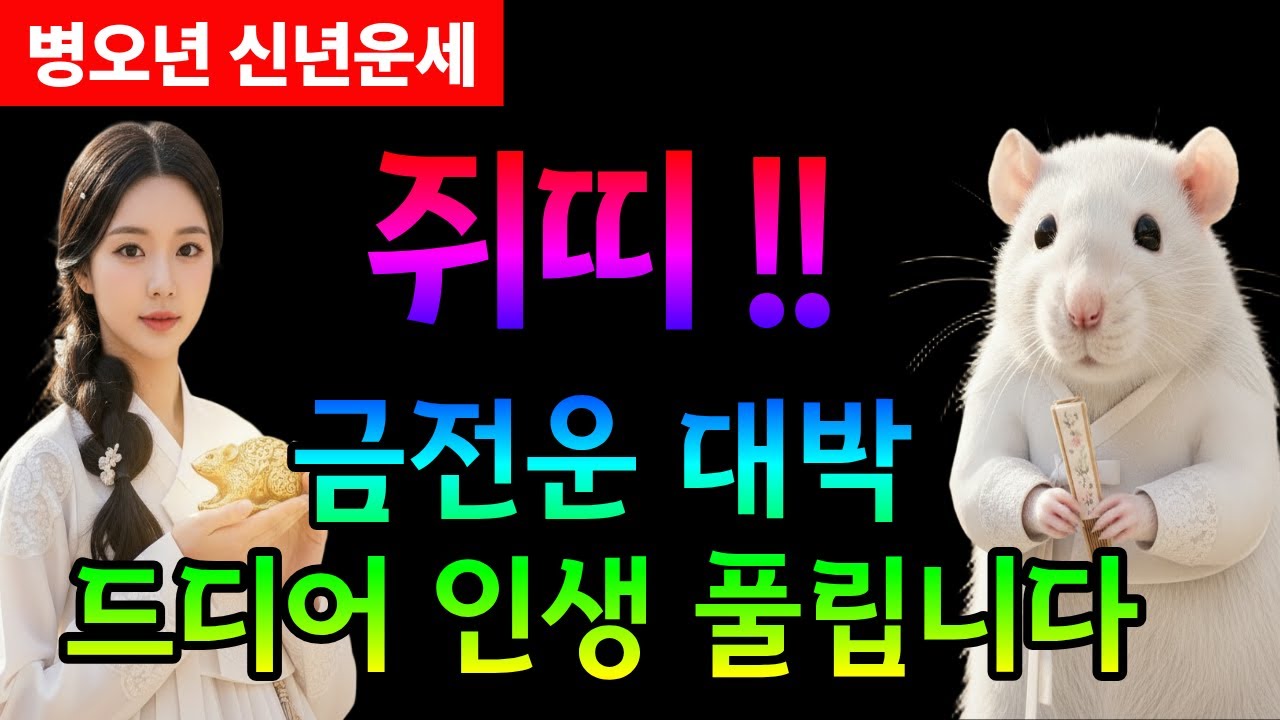 쥐띠운세 2026년 병오년  금전,귀인 문서 다 들어오는 쥐띠운세 60년생 72년생 84년생 96년생 | 행운번호공개 |