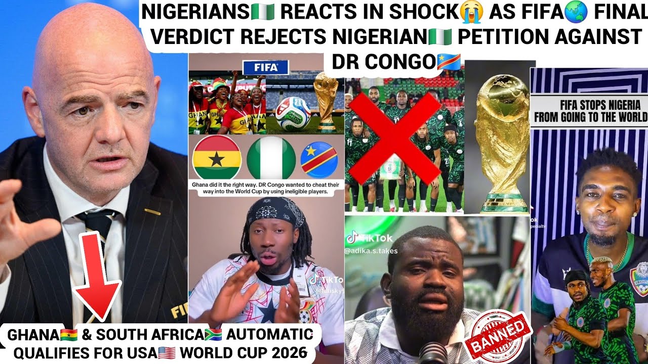 Нигерийцы🇳🇬 реагируют со слезами на глазах😭, узнав об отклонении ФИФА петиции против ДР Конго🇨🇩