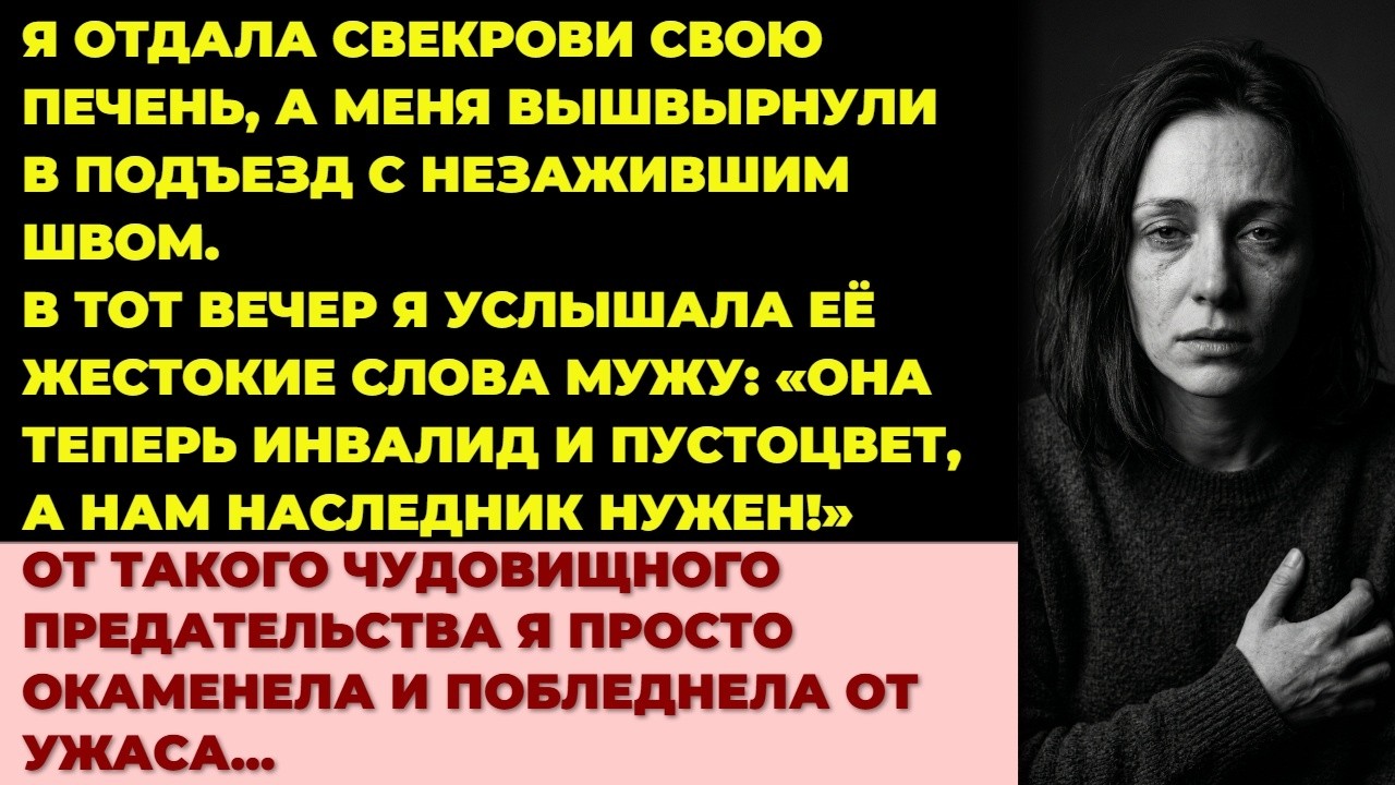 Отдала печень свекрови, а в 29 лет меня выгнали. Но 1 анализ мужа изменил всё!