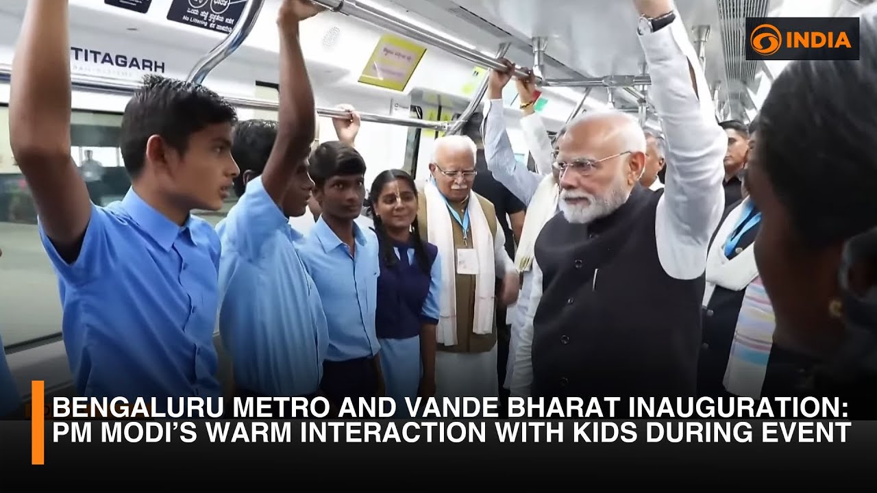 Bengaluru Metro and Vande Bharat Inauguration: PM Modi’s Warm Interaction with Kids During Event