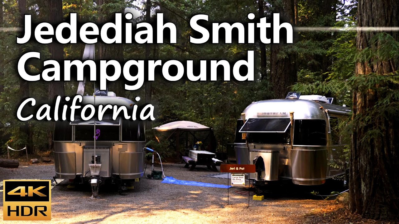 Jedediah Smith Campground at the bank of the Smith River in Crescent City / California, USA / 4K HDR