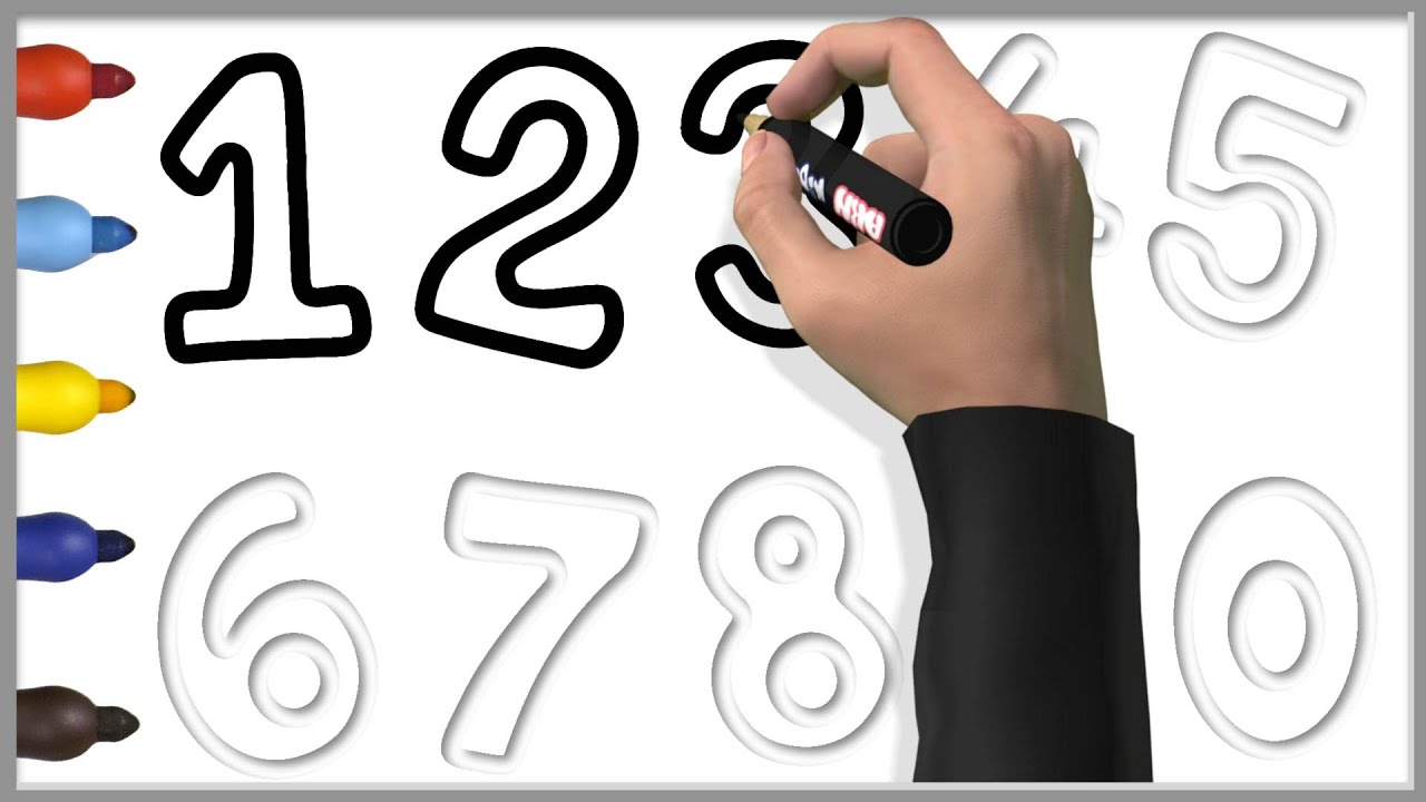 Let's Draw and Color Numbers Fun Coloring Activity | Big Marker Pencil | AKN Kids House |  0 to 9