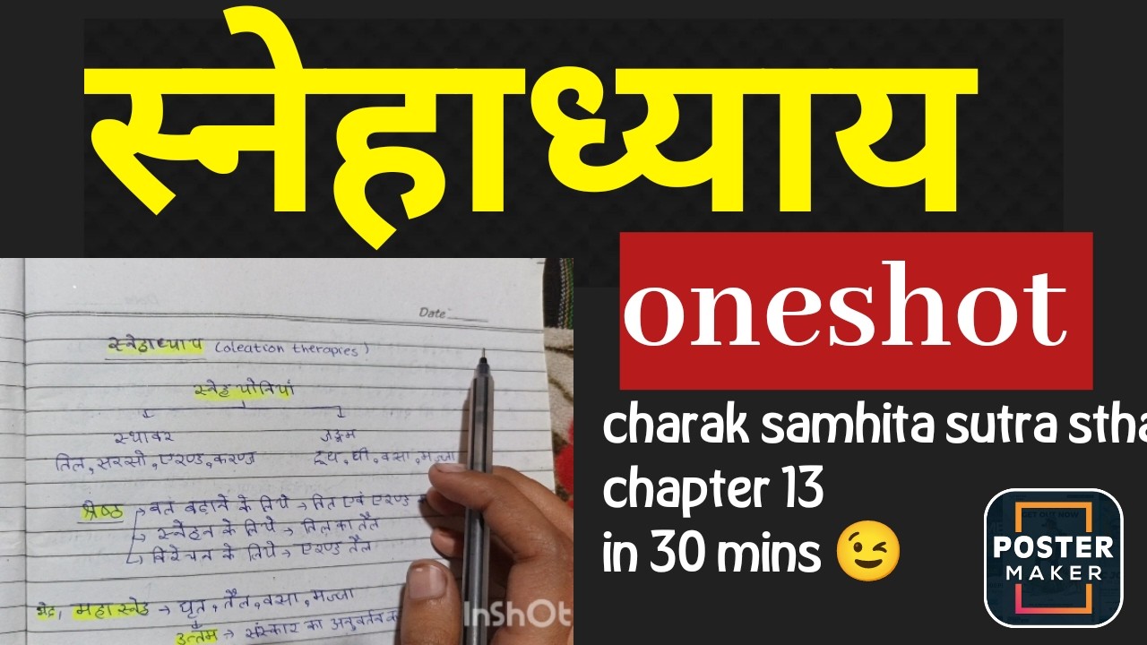 SNEHADHYAY - ONESHOT CHARAK SAMHITA CHAPTER  13 SUTRA STHAN #bams #ayurveda #bamssecondprof #ncism