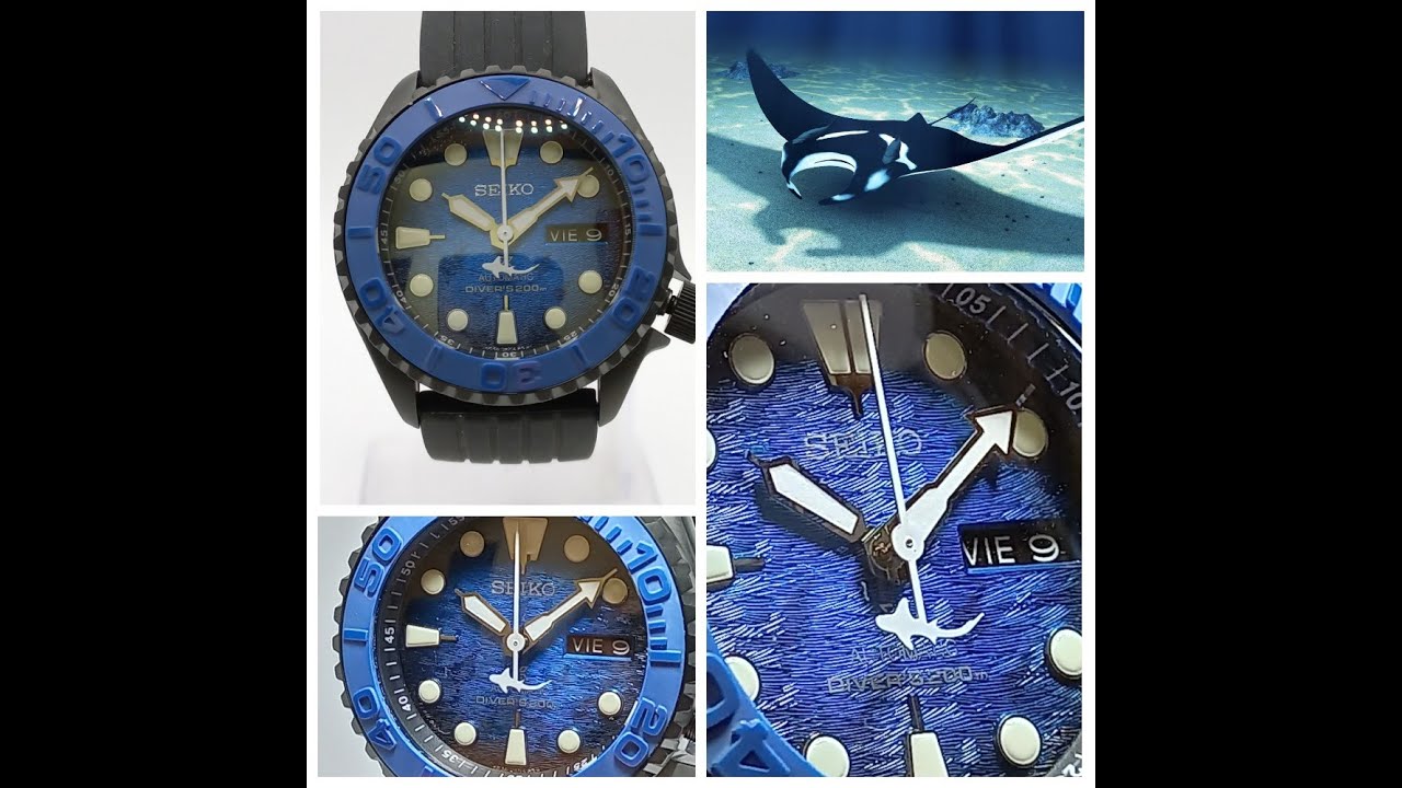 SEIKO SKX007 - Manta Ray (Mod) Чёрная Манта