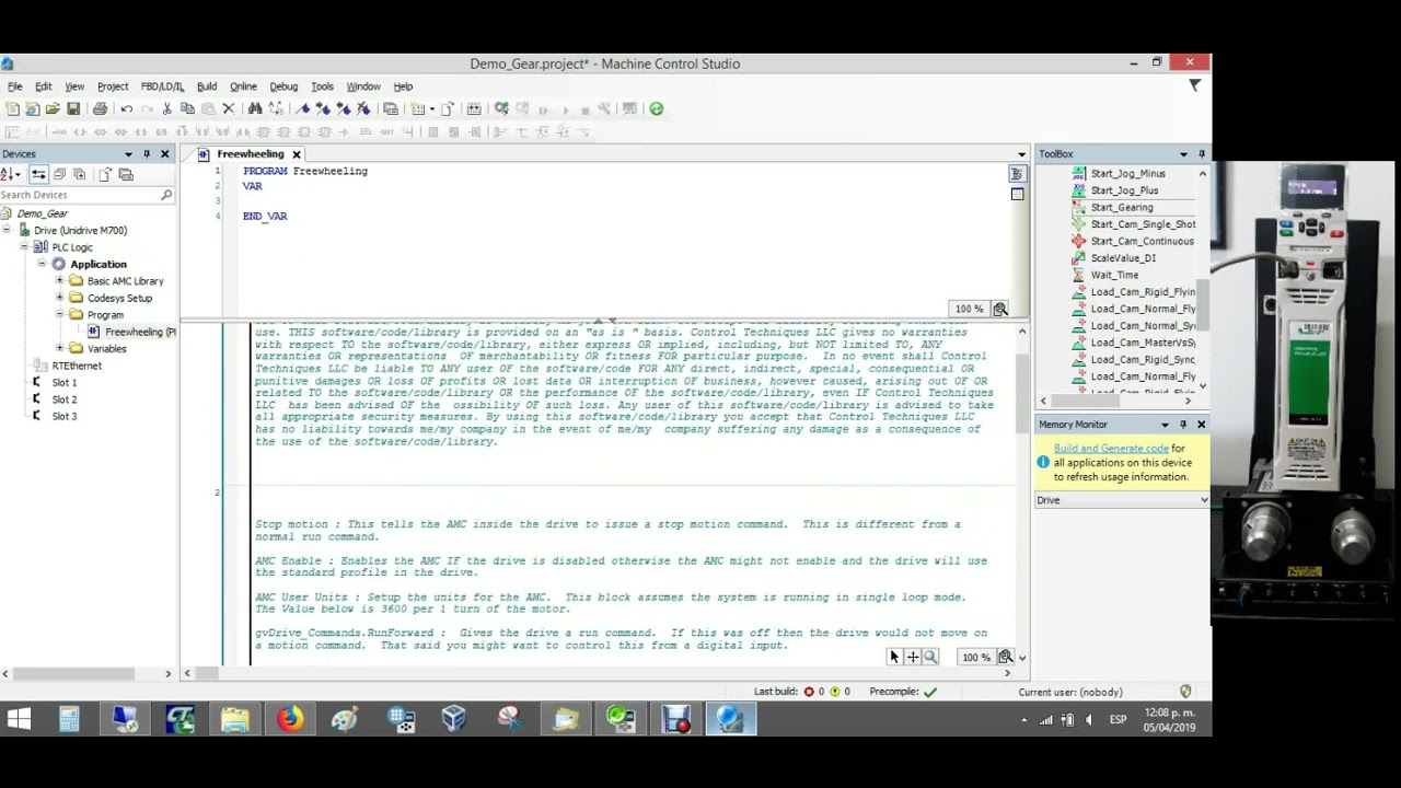 Programación Unidrive M700 de Control Techniques - Gearing o eje sincronizado