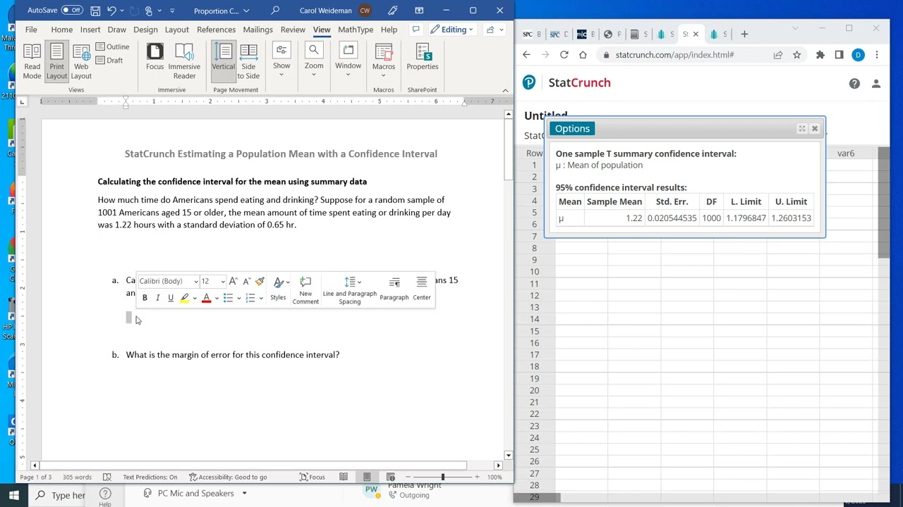 StatCrunch Video Calculating Confidence Intervals for Means