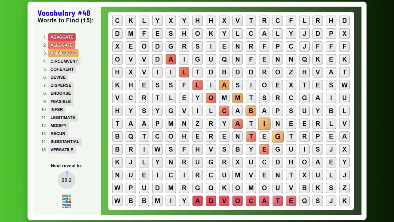 Word Search Game Challenge 48: Can You Find All 15 Before I Do? - Word Matrix