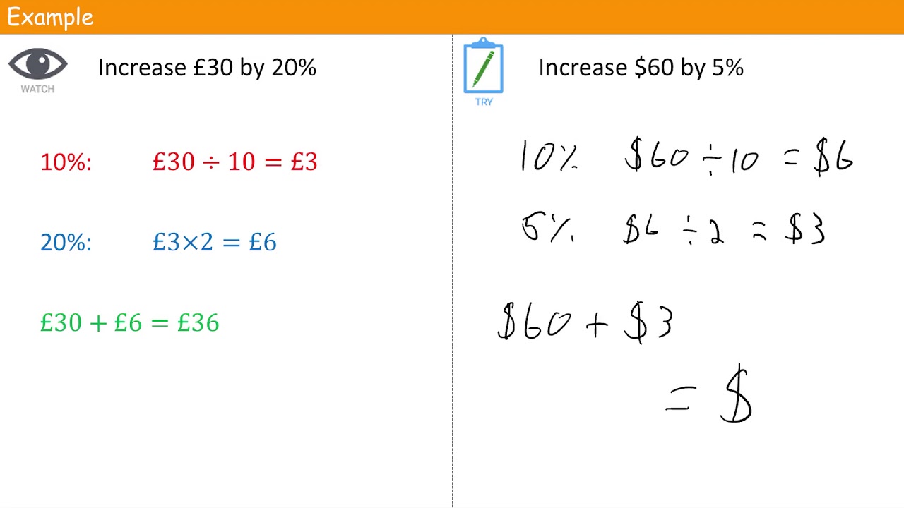 Percentage Increase Decrease (non-calculator)