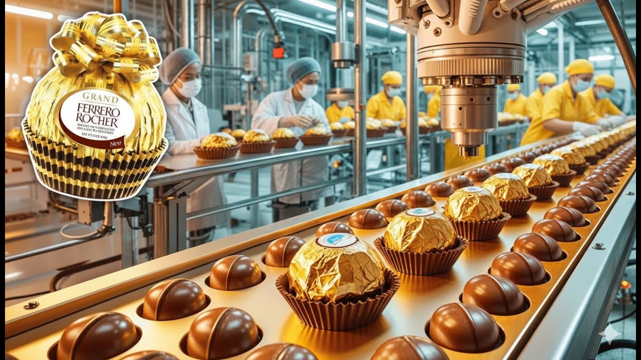 Inside a Modern Ferrero Rocher Factory From Hazelnuts to Golden Chocolates (Full Process)