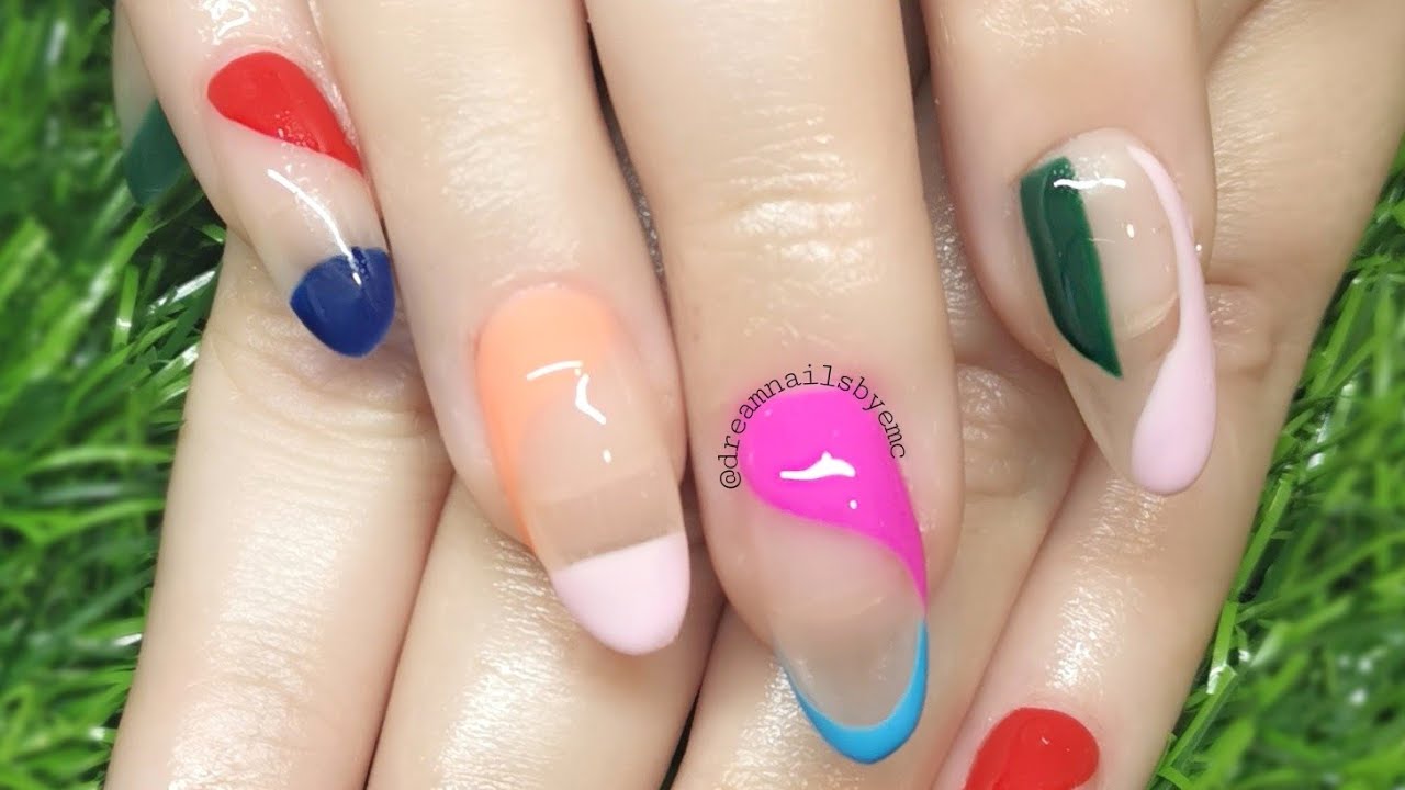 Quick abstract nail design using gel polish | #nailvideos #nailarttutorial