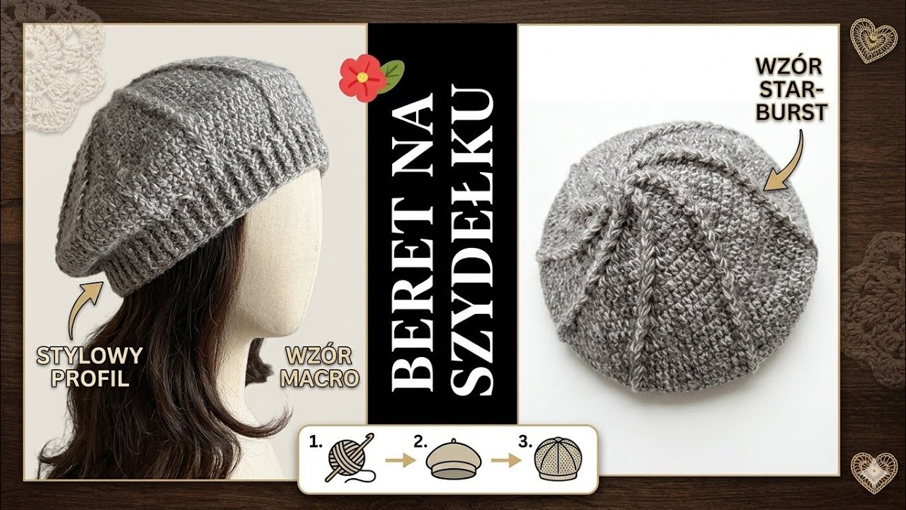 PARYSKI BERET na szydełku, łatwy i szybki wzór jak zrobić/ CROCHET BERET tutorial