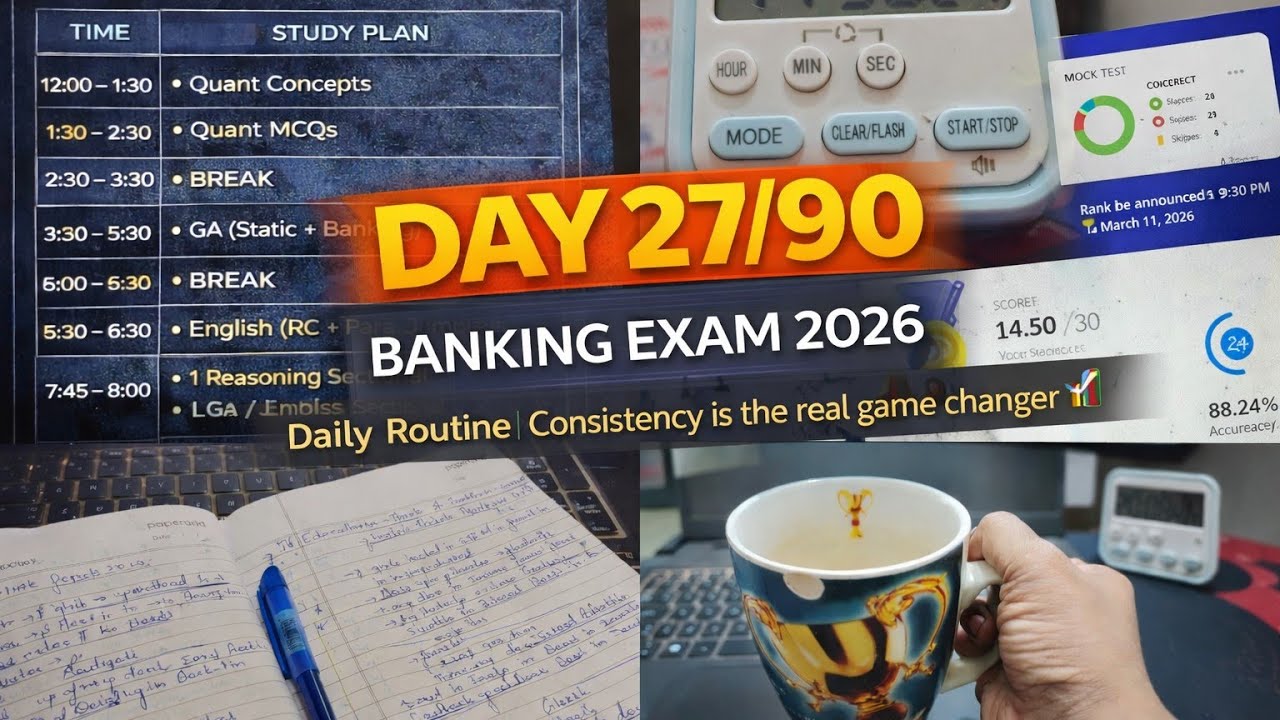 Day 27/90 🧠📚✍️ | Banking Exam 2026 | Daily routine | consistency is the real game changer 📈