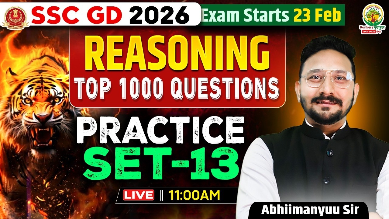 SSC GD 2026 Reasoning Top 1000 Questions Practice Set - 13 | By Abhimanyu Sir