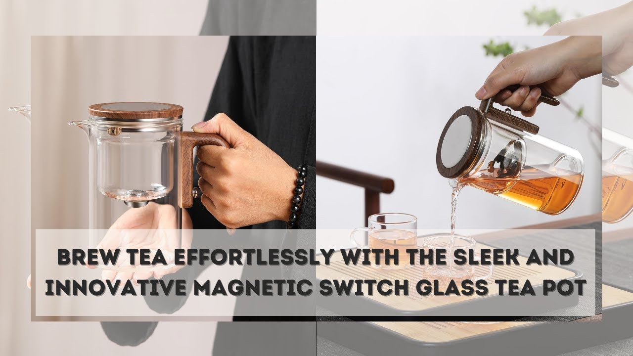 Glass Teapot with Magnetic One-Click Filter – Wooden Handle Design