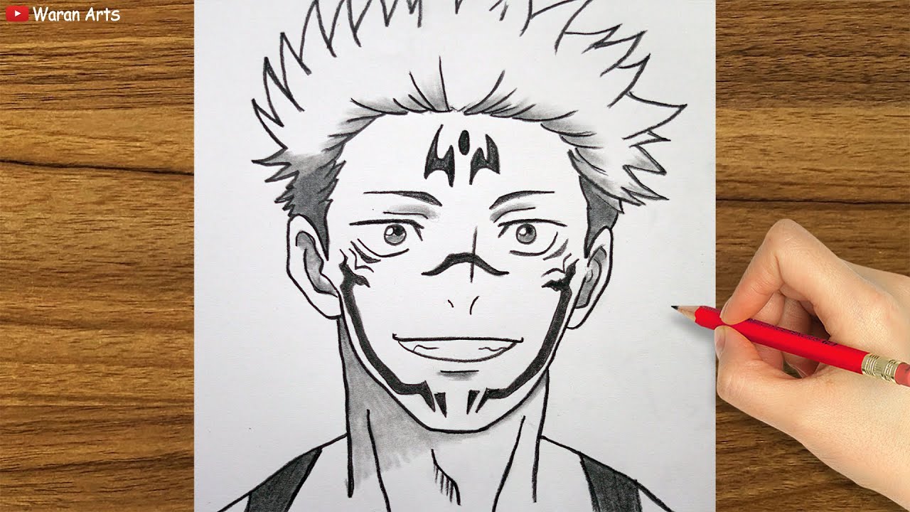 Easy Anime Drawing || How to Draw Sukuna Jujutsu Kaisen step-by-step || Drawing for Beginners