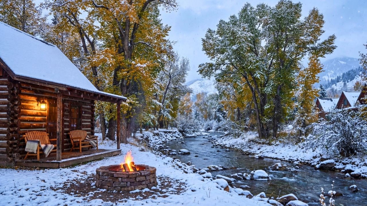Soothing Winter Riverside Campfire & Nature Sounds for Ultimate Calm and Peaceful Vibes 🌿
