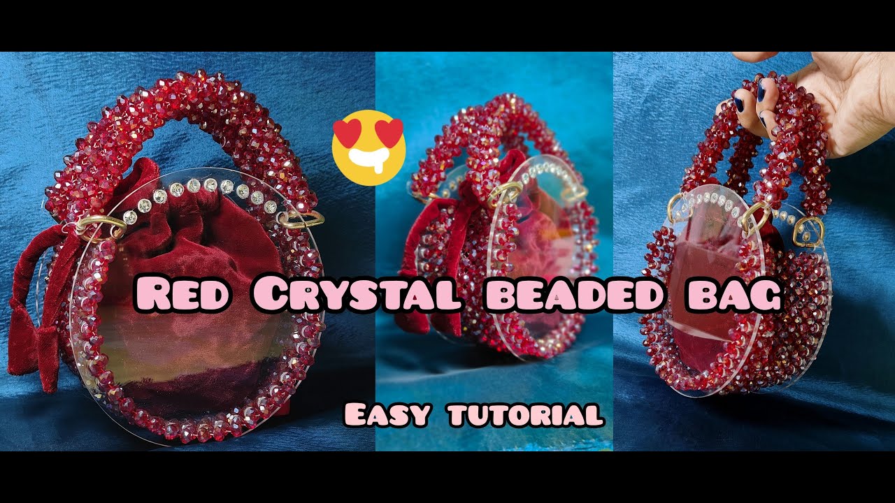 Acrylic sheet crystal beaded bag | how to make a beaded bag | easy tutorial #beadedbag