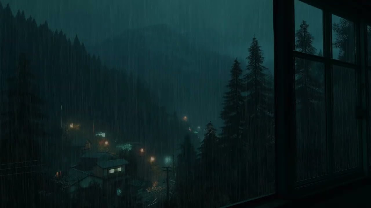 Deep Sleep Rain Ambience in a Cozy Dark Room with Gentle Rainfall and Night Nature Sounds