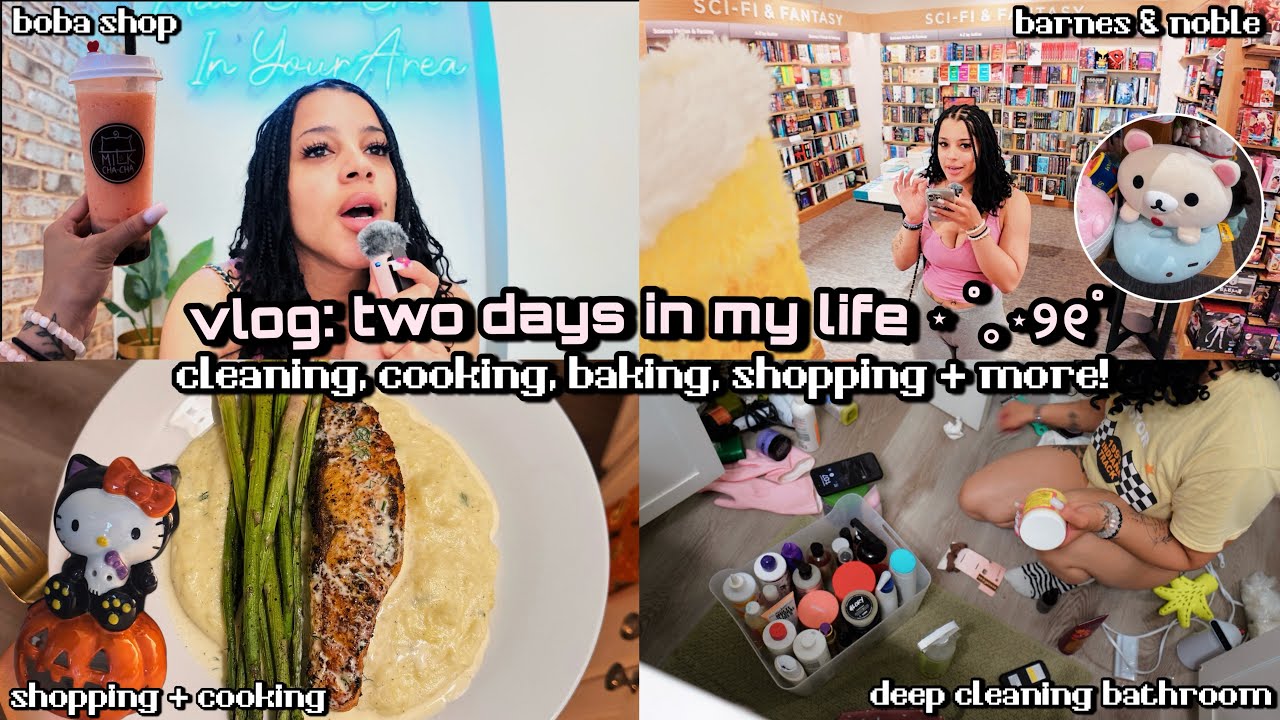 vlog: two days in my life ₊˚⊹♡ cleaning, cooking, baking, shopping + more!