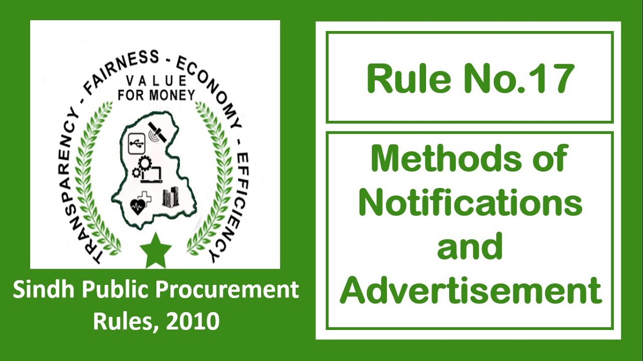 Rule No 17 Method of Notifications and Advertisement in Sindh Public Procurement Rules 2010