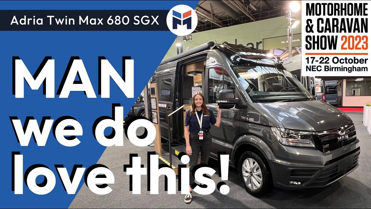 Совершенно новый Adria Twin Max 680 SGX на шасси Man — выставка автодомов и караванов NEC 2023