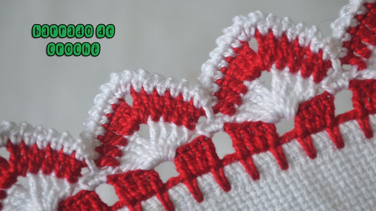 BARRADO DE CROCHÊ COM DUAS CORES PARA PANO DE PRATO #1231 | BICO DE CROCHÊ