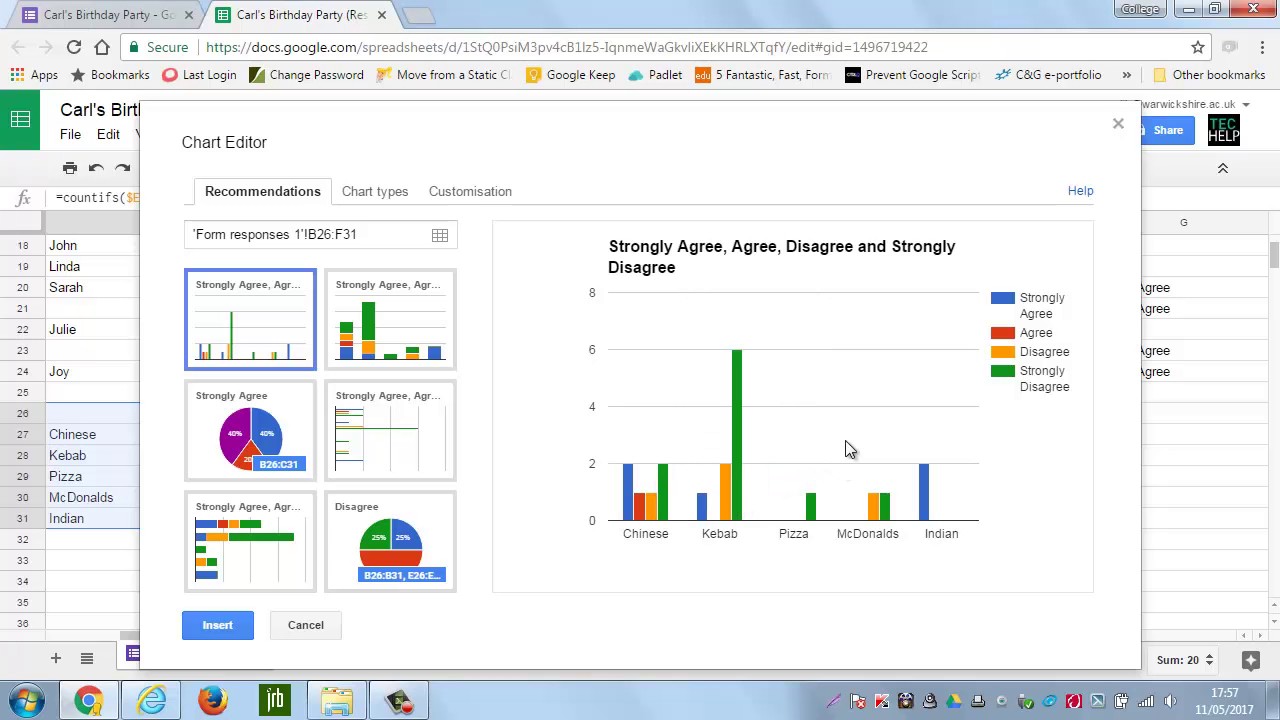 How to cross analyse 2 questions in a survey - Google Forms
