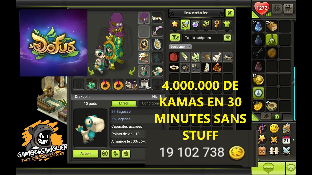 DOFUS TOUCH ASTUCE KAMAS FACILE SANS STUFF ET SANS FARM ( 4.000.000 KAMAS EN 30 MINUTES )
