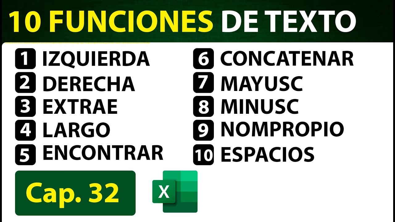 🚀 10 Funciones de Texto M&Aacute;S IMPORTANTES en Excel | Domina MAYUSC, CONCAT, EXTRAER y m&aacute;s