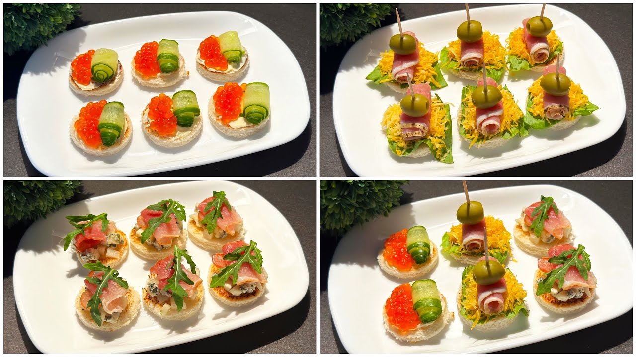 3 простых рецепта праздничных закусок! Вкусные закуски за 5 минут!
