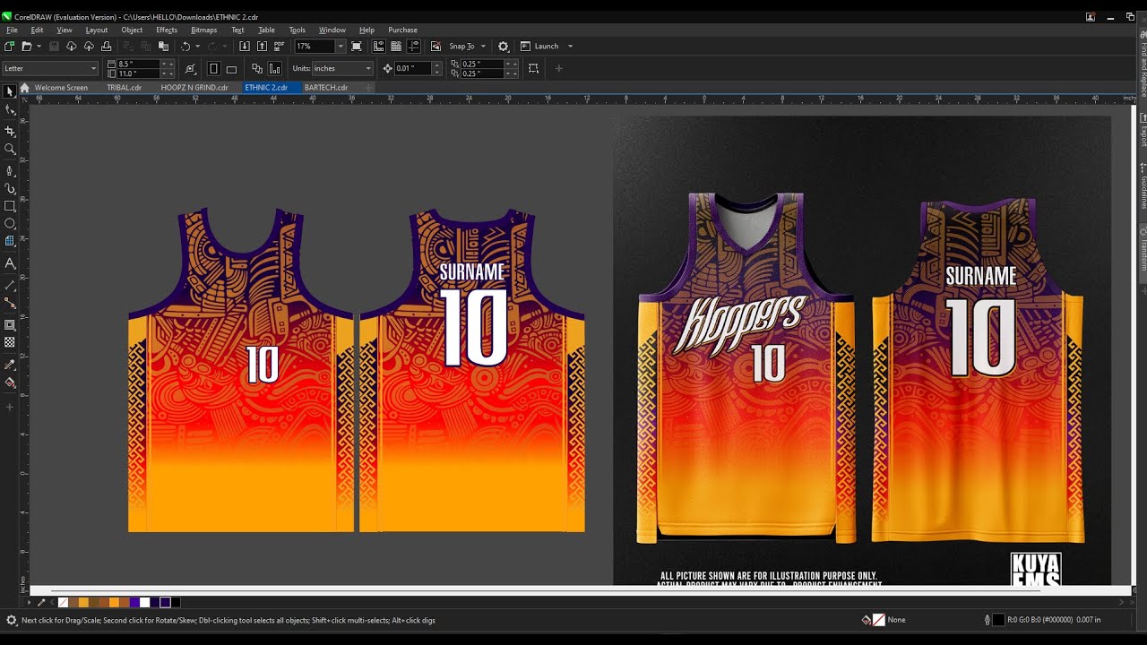 RELAYOUT JERSEY USING COREL DRAW