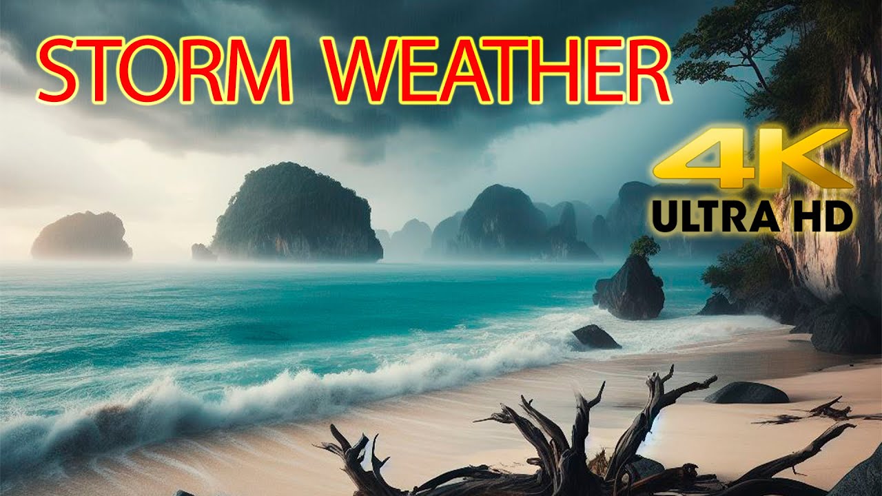 Thailand beach! Stormy weather! KohLanta Walking tour [4K]