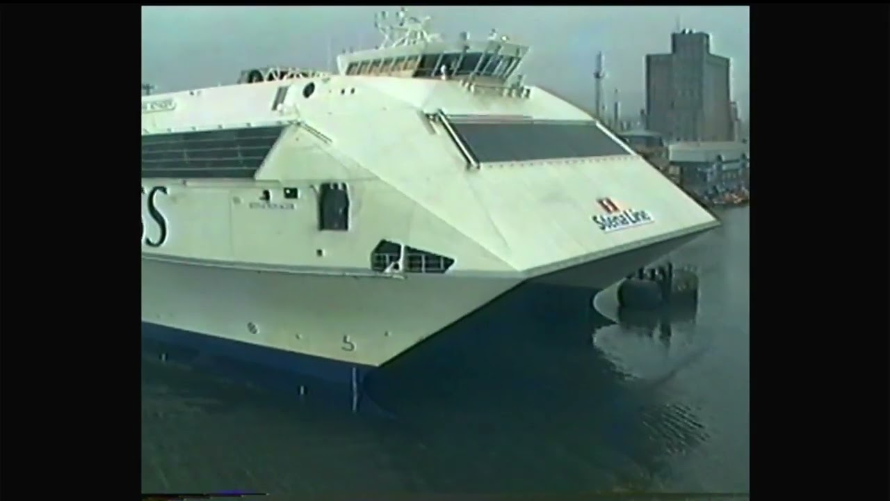 STENA VOYAGER HSS passing the Stena Caledonia in the Irish sea, Belfast to Stranraer