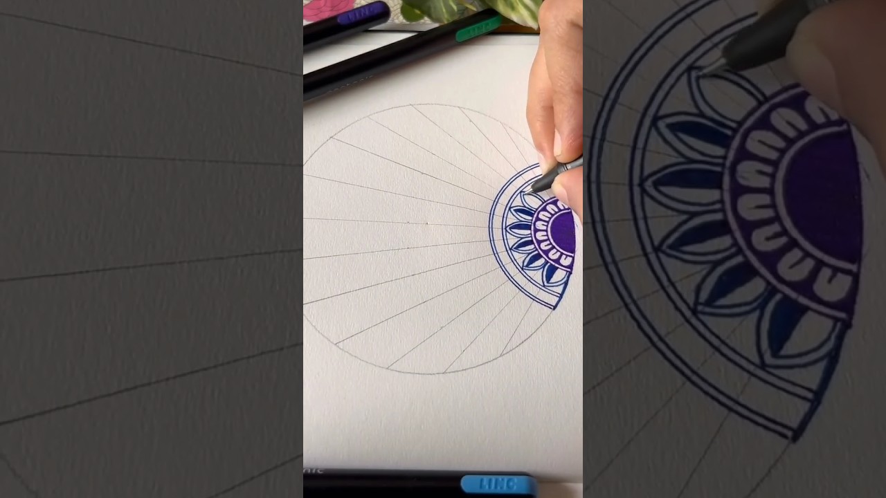 Colourful Mandala Tutorial with Pentonic gel pens 🌸✨❤️ #mandalaart #arttutorial
