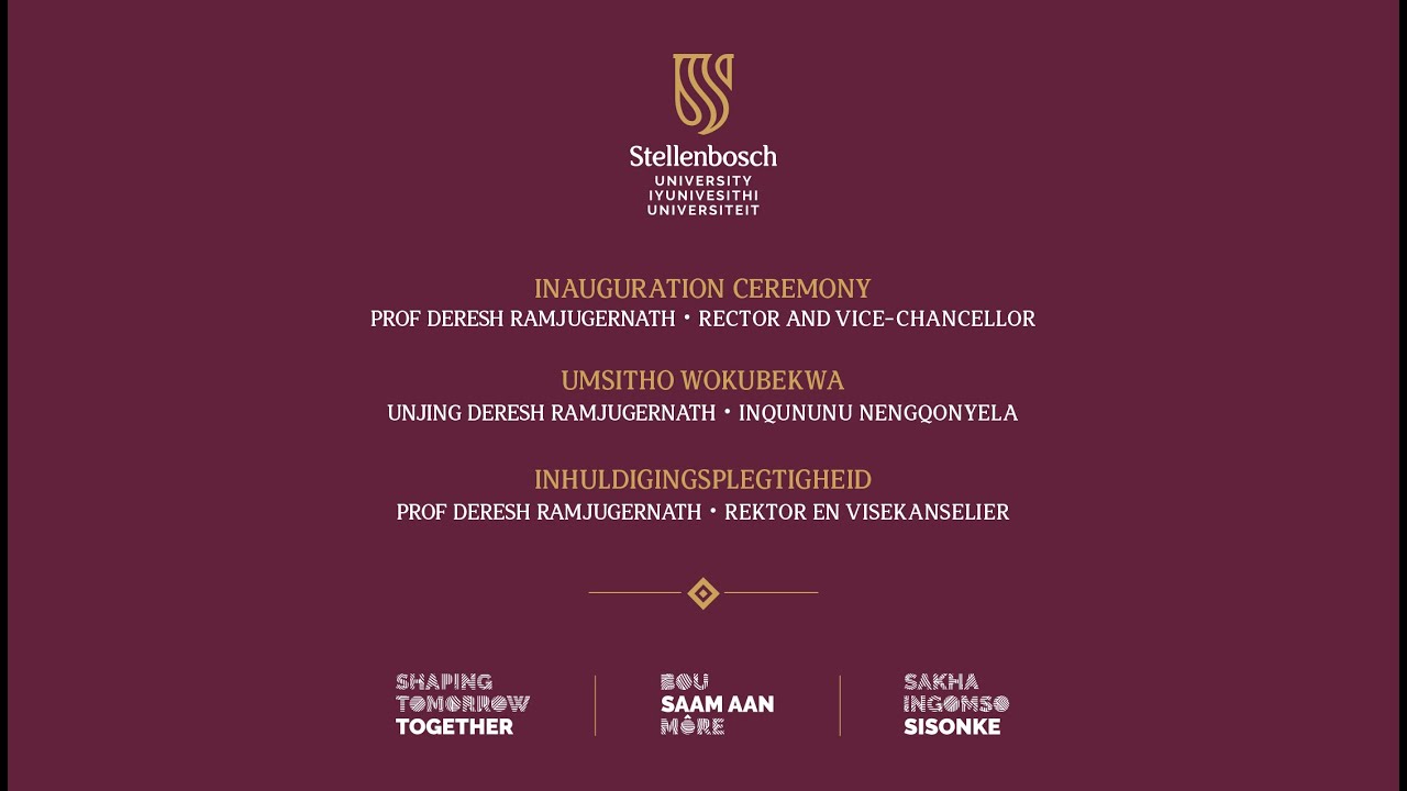 SU Rector & VC Inauguration (2025) of Prof Deresh Ramjugernath