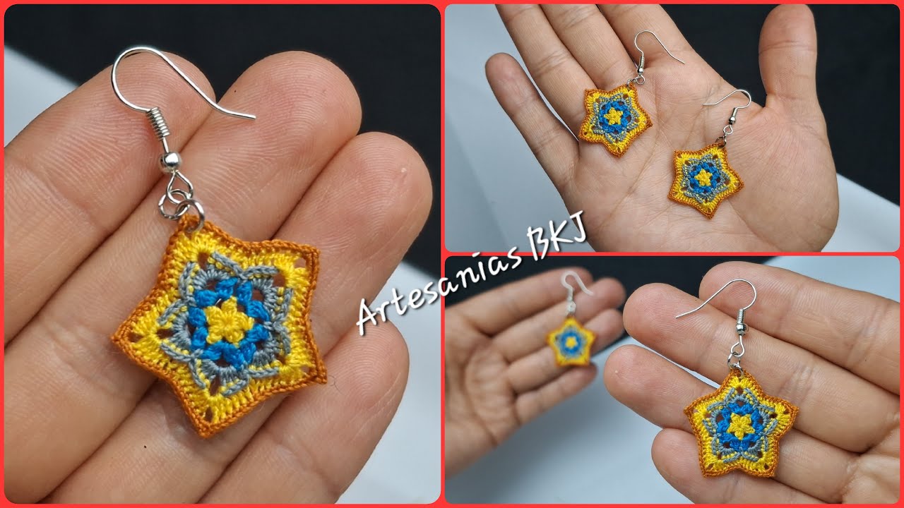 Hoy te enseño a hacer estos aretes estrella / TUTORIAL crochet earrings