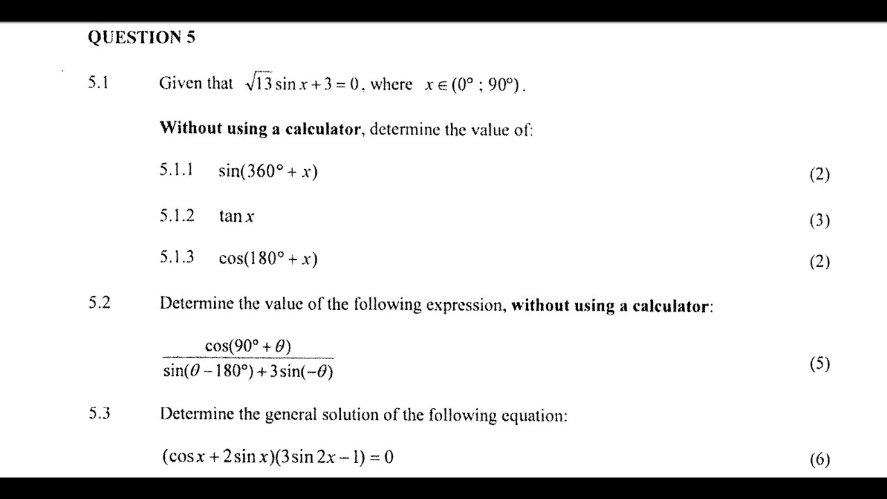 B | NOVEMBER 2022 GRADE 12 MATHEMATICS P2 - Trigonometry Principles : Question 5 | PAPER 2