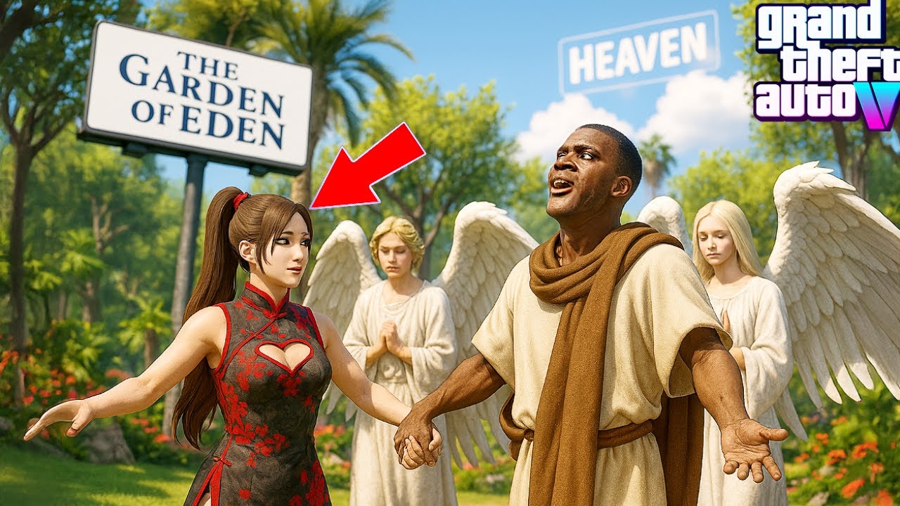 😭💔 Franklin&rsquo;s Emotional Reunion with Mia in Heaven-GTA 5 Franklin in Heaven Real Life Mod