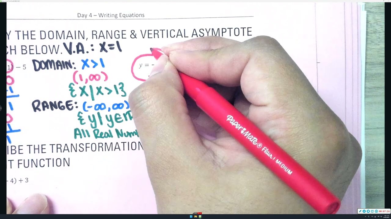 Writing Logarithmic Equations & Graphical Attributes Without A Calculator