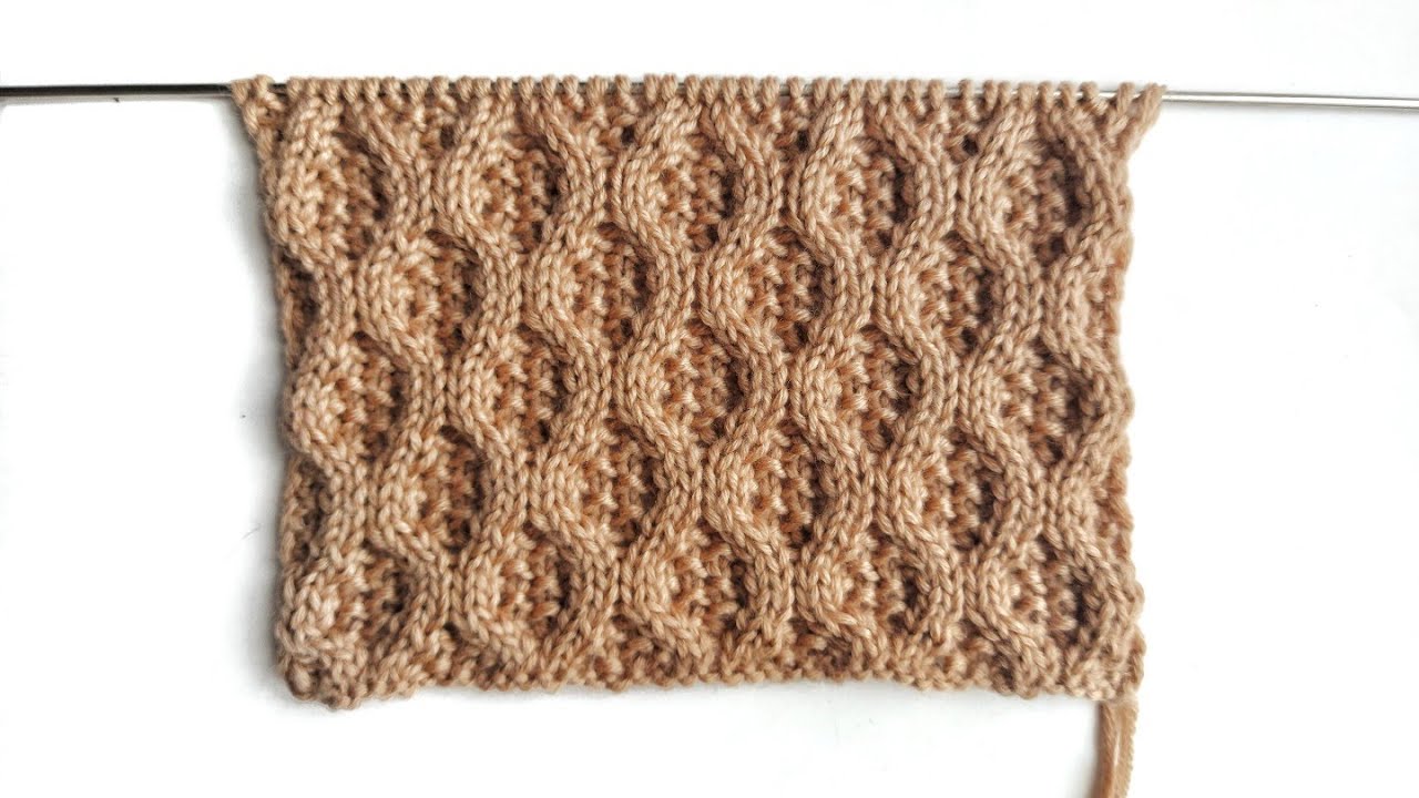 Узор Соты на мелкой жемчужной вязке спицами для вязания женских, мужских и детских изделий