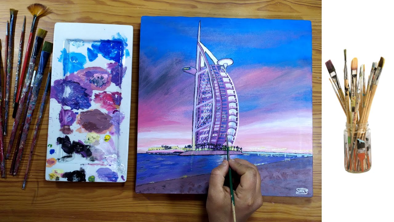 Burj Al Arabe , Jumeirah Beach / Dubai / Acrylic painting #79