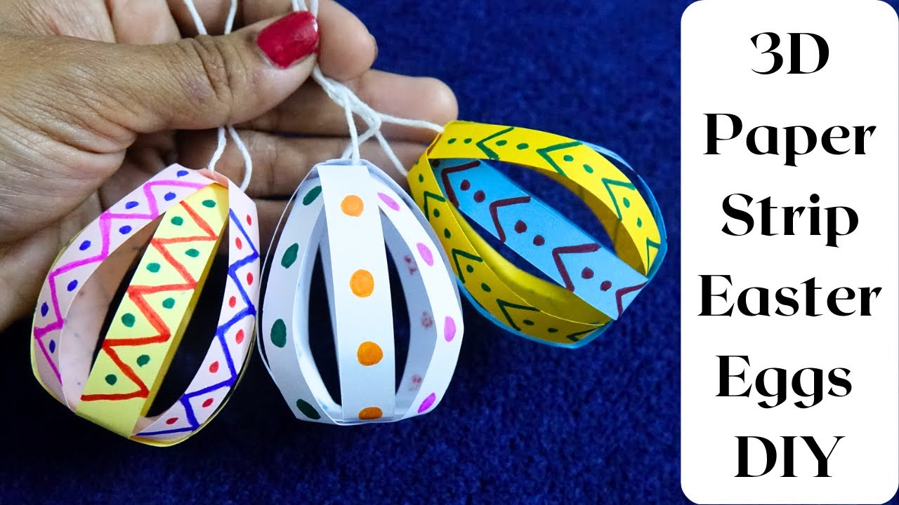 Easy 3D Paper Easter Eggs !! DIY Paper Strip Easter Egg Tutorial ~ Easter Craft ~ Steps.