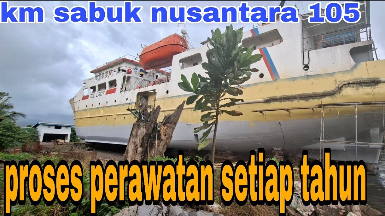 PROSES PENGECATAN DASAR PADA LAMBUNG KAPAL KM SABUK NUSANTARA 105 DOCK PT IKI BITUNG #kapalbesi